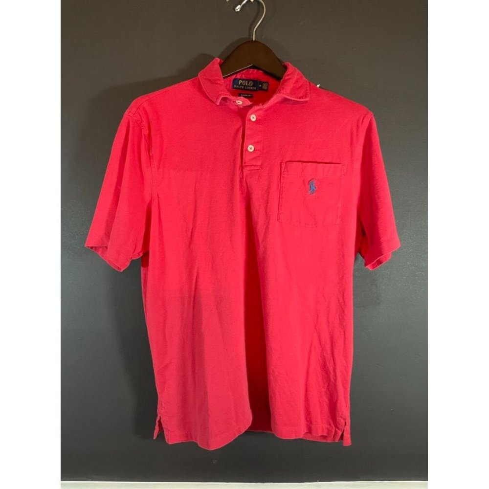 Polo Ralph Lauren - Men's Red Short Sleeve Polo Shirt with Pocket - Size M *Blue